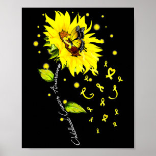 Kinderkrebsbewusstsein Sonnenblume Schmetterling G Poster