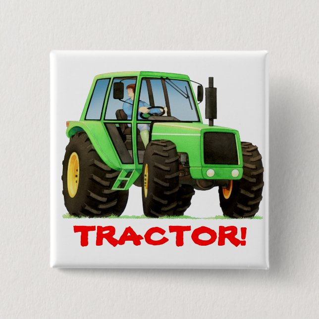Kinderkundenspezifischer grüner Traktor Button (Vorderseite)