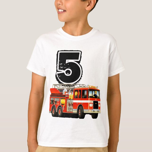 Kinderkundenspezifisches rotes Löschfahrzeug-5. T-Shirt (Vorderseite)
