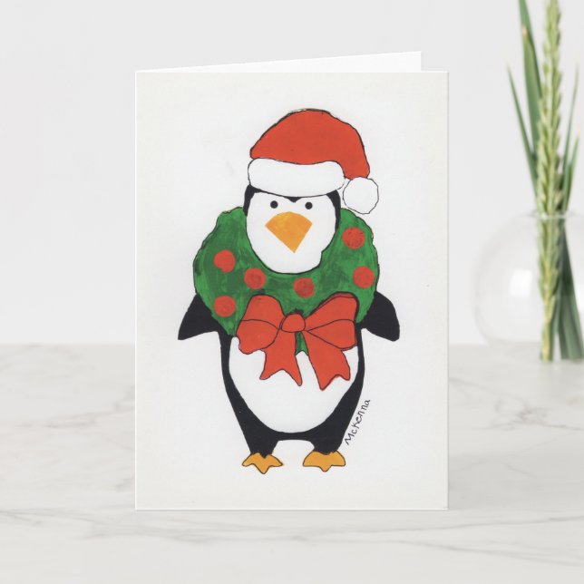KinderKunst für CHOC - Penguin Holiday Dankeskarte (Vorderseite)