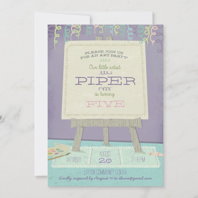 Kinderkunst Geburtstagsfeier Einladung (Vorderseite)