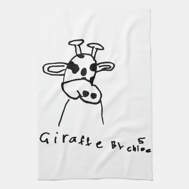 Kinderkunst-Giraffen-Geschirrtuch Geschirrtuch (Vertikal)
