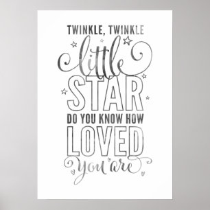 KINDERLIED twinkle, twinkle little star grau Poster