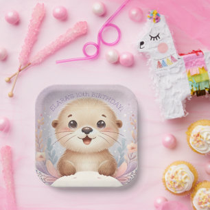 Kinderlilac Sea Otter Niedliche Geburtstag Party Pappteller