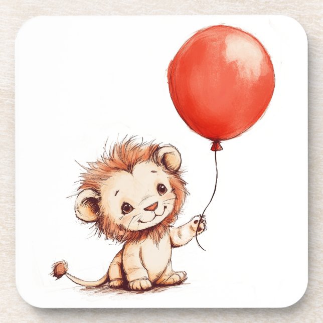 Kinderlion mit Red Balloon Getränkeuntersetzer (Vorderseite)
