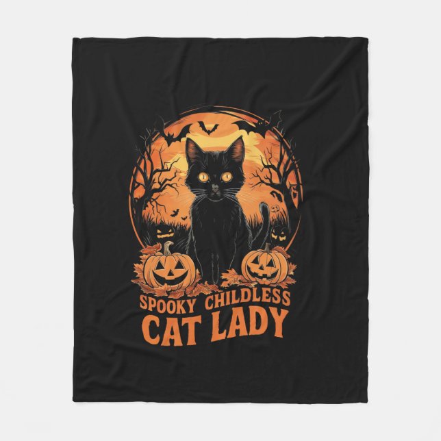 Kinderlose Cat Lady Halloween Spooky Hexenwahl Fleecedecke (Vorderseite)