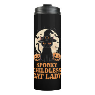 Kinderlose Cat Lady Halloween Spooky Hexenwahl Thermosbecher