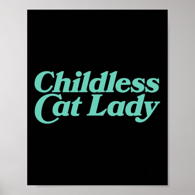 Kinderlose Cat Lady Retro Vibrany Poster (Vorne)