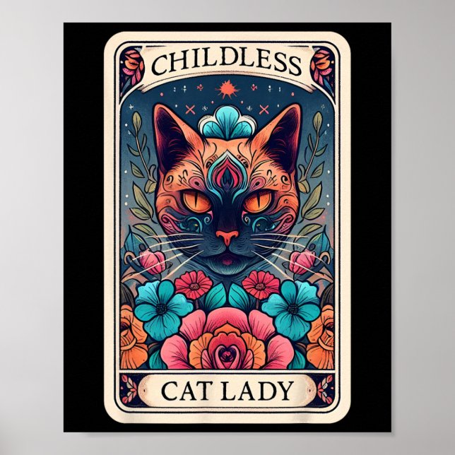 Kinderlose Cat Lady Tarot Card 2 Poster (Vorne)