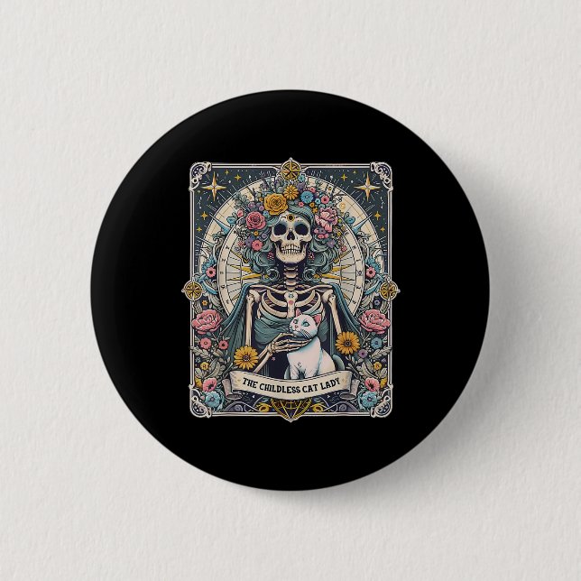 Kinderlose Cat Lady Tarot Card Button (Vorderseite)