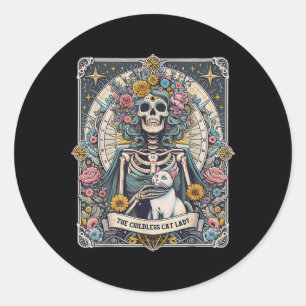 Kinderlose Cat Lady Tarot Card Runder Aufkleber