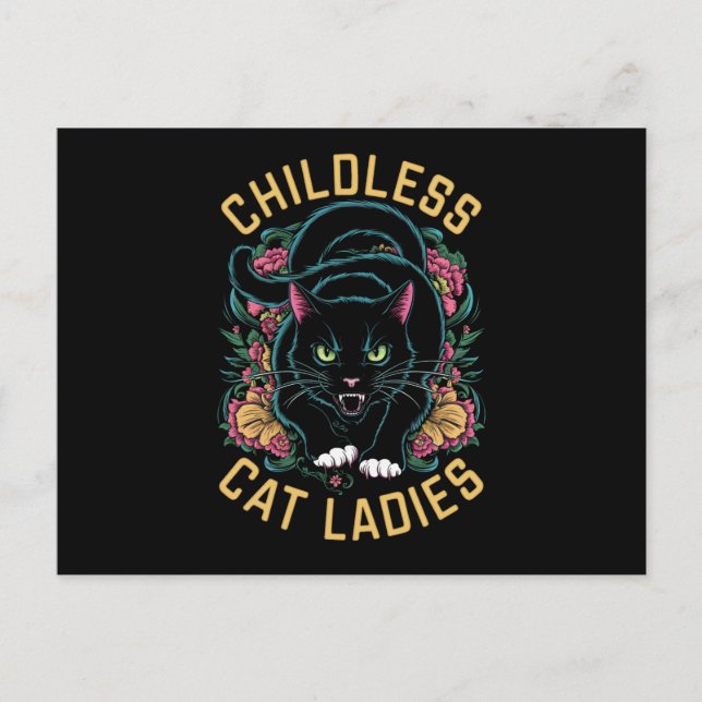 Kinderlose Cat Ladys 2024 Feminist Postkarte (Vorderseite)