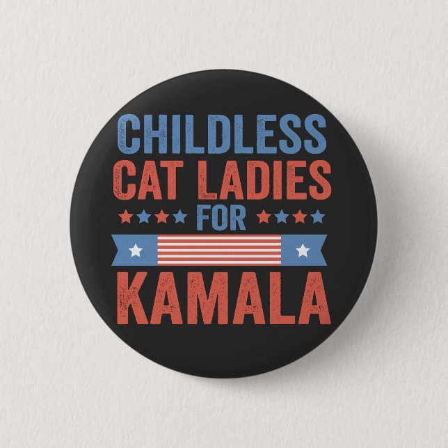Kinderlose Cat Ladys for Kamala 2024 Button (Vorderseite)