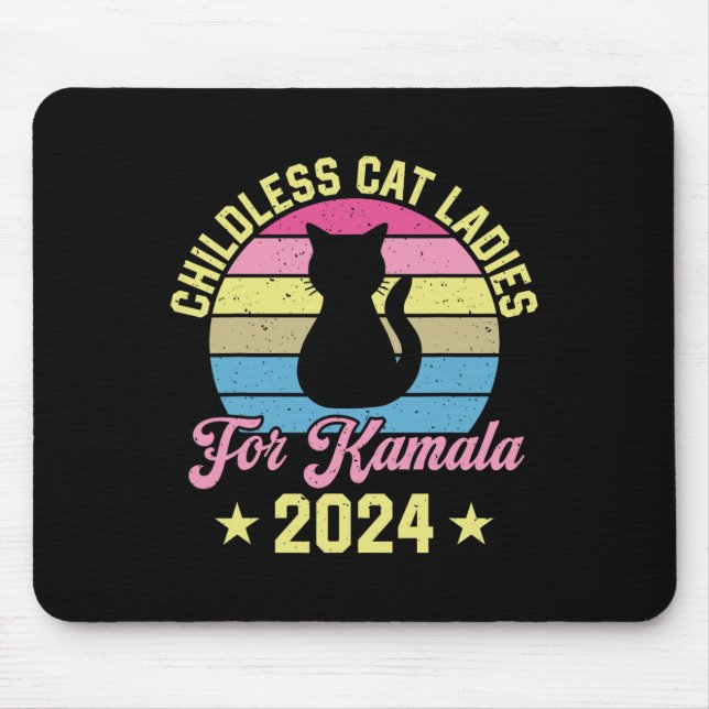 Kinderlose Cat Ladys for Kamala 2024 Mousepad (Vorne)