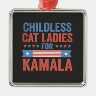 Kinderlose Cat Ladys for Kamala 2024 Ornament Aus Metall