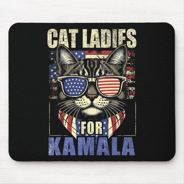 Kinderlose Cat Ladys for Kamala Harris 2024 Electi Mousepad (Vorne)