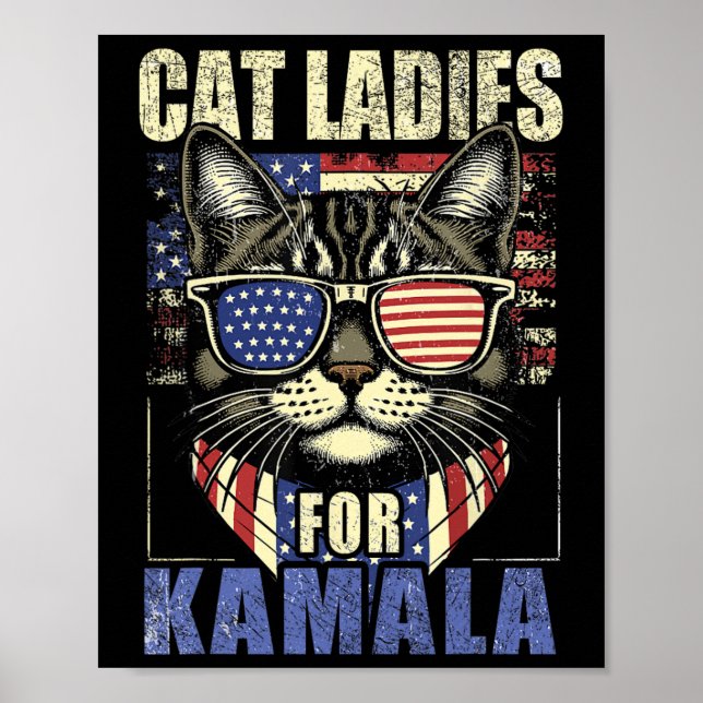 Kinderlose Cat Ladys for Kamala Harris 2024 Electi Poster (Vorne)