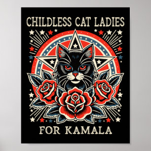 Kinderlose Cat Ladys für Kamala Harris Poster