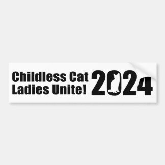 Kinderlose Cat Ladys Unite! Autoaufkleber_Schwarz Autoaufkleber