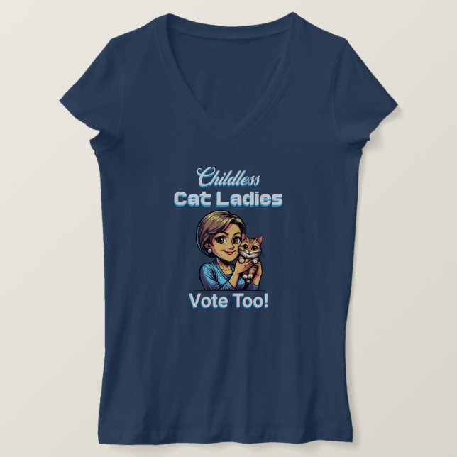 Kinderlose Cat Ladys wählen auch! Harris Walz 2024 T-Shirt (Design vorne)