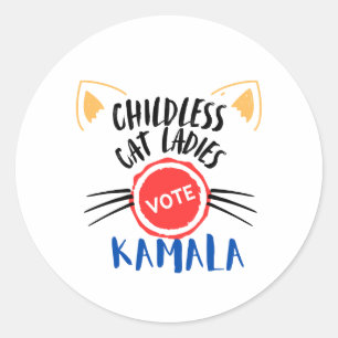 Kinderlose Cat Ladys wählen Kamala Round Stickers