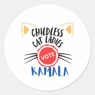 Kinderlose Cat Ladys wählen Kamala Round Stickers