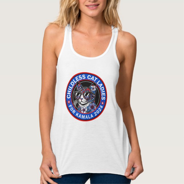 Kinderlose Cat Ladys wählen Kamala US 2024 Dems Tank Top (Vorderseite)