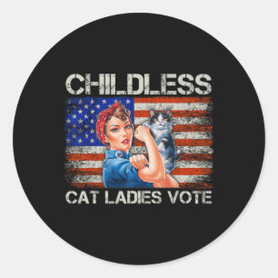 Kinderlose Cat Ladys wählen Rosie The Riveter Elec Runder Aufkleber