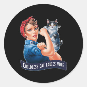 Kinderlose Cat Ladys wählen Rosie The Riveter Runder Aufkleber