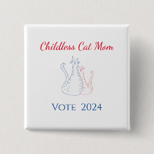 Kinderlose Cat Mama Red White Blue 2024 Wahl Button