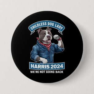 Kinderlose Hunde-Lady wählt Kamala Wahl 2024 Button