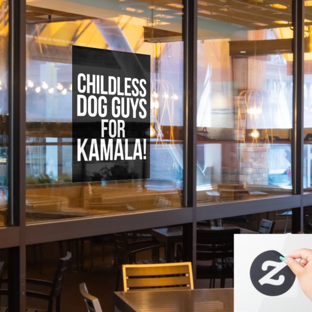 Kinderlose Hunde-Typ für Kamala 2024 Harris abstim Fensteraufkleber (Restaurantfenster)