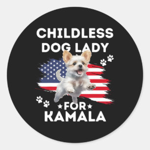 Kinderlose Hundedame für Kamala Harris Vintages De Runder Aufkleber