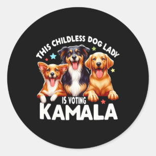 Kinderlose Hundedame wählt Kamala Hund Lady Dog L Runder Aufkleber