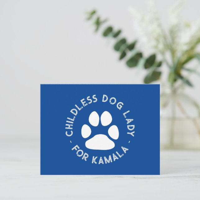Kinderlose Hündin Lady für Kamala Hundekuh blau Postkarte (Stehend Vorderseite)