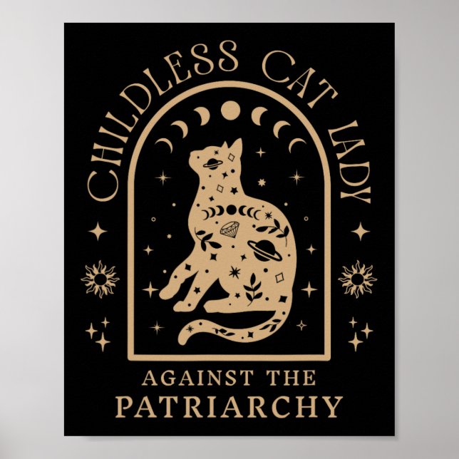 Kinderlose Katze gegen Patriarchat Feministische K Poster (Vorne)