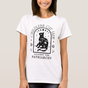 Kinderlose Katze gegen Patriarchat Feministische K T-Shirt