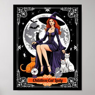 Kinderlose Katze, Halloween, Hexenkatze, Zwergspo Poster