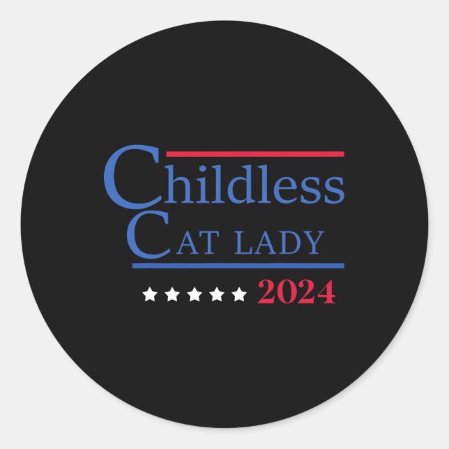 Kinderlose Katze Lady 2024 Runder Aufkleber (Vorderseite)