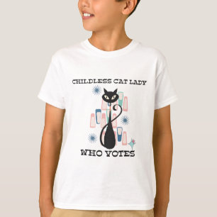 Kinderlose Katze Lady, die für den 50er von Katzen T-Shirt