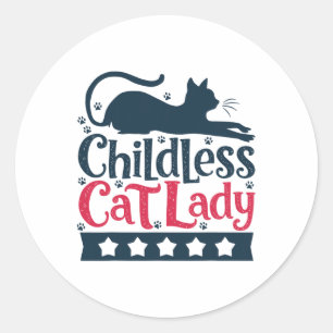 Kinderlose Katze Lady Frauen Abstimmung Vintag kin Runder Aufkleber