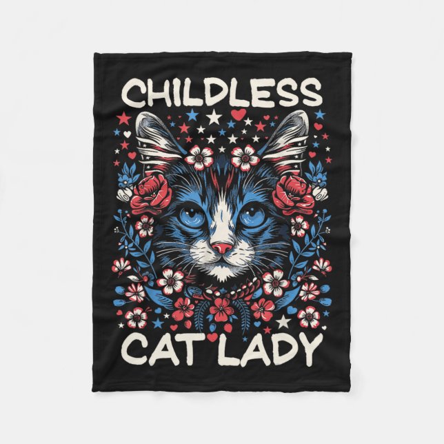 Kinderlose Katze Lady Funny Cat Lover 4 Fleecedecke (Vorderseite)