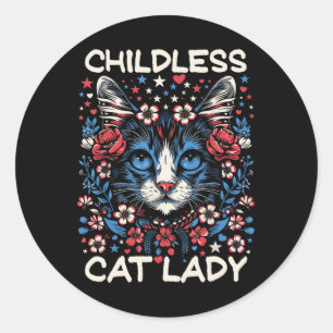 Kinderlose Katze Lady Funny Cat Lover 4 Runder Aufkleber