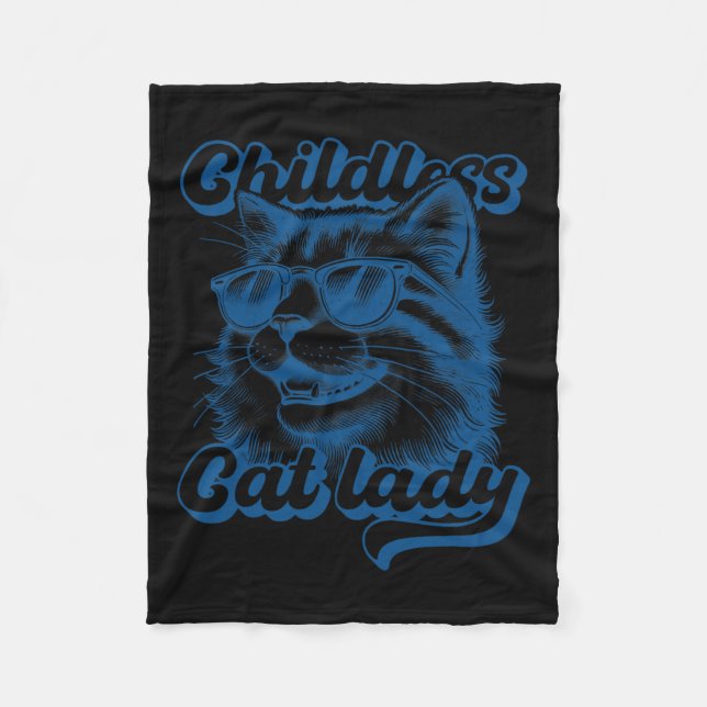 Kinderlose Katze Lady Funny Cat Lover Fleecedecke (Vorderseite)