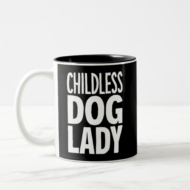 Kinderlose Katze Lady Funny Vote 2024 Zweifarbige Tasse (Links)