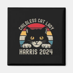Kinderlose Katze Lady für Kamala Harris 2024 Retro Magnet