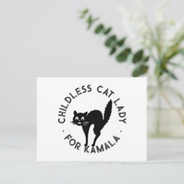Kinderlose Katze Lady für Kamala lustige schwarze  Postkarte