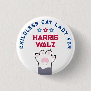 Kinderlose Katze Lady Harris Walz Wahl 2024 Abstim Button