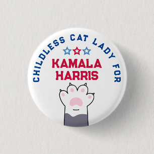 Kinderlose Katze Lady Kamala Harris Präsident 2024 Button