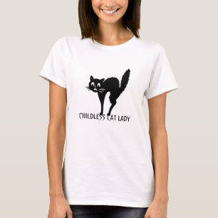 Kinderlose Katze-Lady lustige Katze schwarze Typog T-Shirt